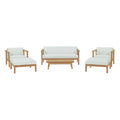 Modway EEI-3109-NAT-WHI-SET Bayport 6 Piece Outdoor Patio Teak Set Natural White