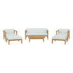 Modway EEI-3109-NAT-WHI-SET Bayport 6 Piece Outdoor Patio Teak Set Natural White