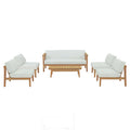 Modway EEI-5483-NAT-WHI-SET Bayport 6 Piece Outdoor Patio Teak Set Natural White