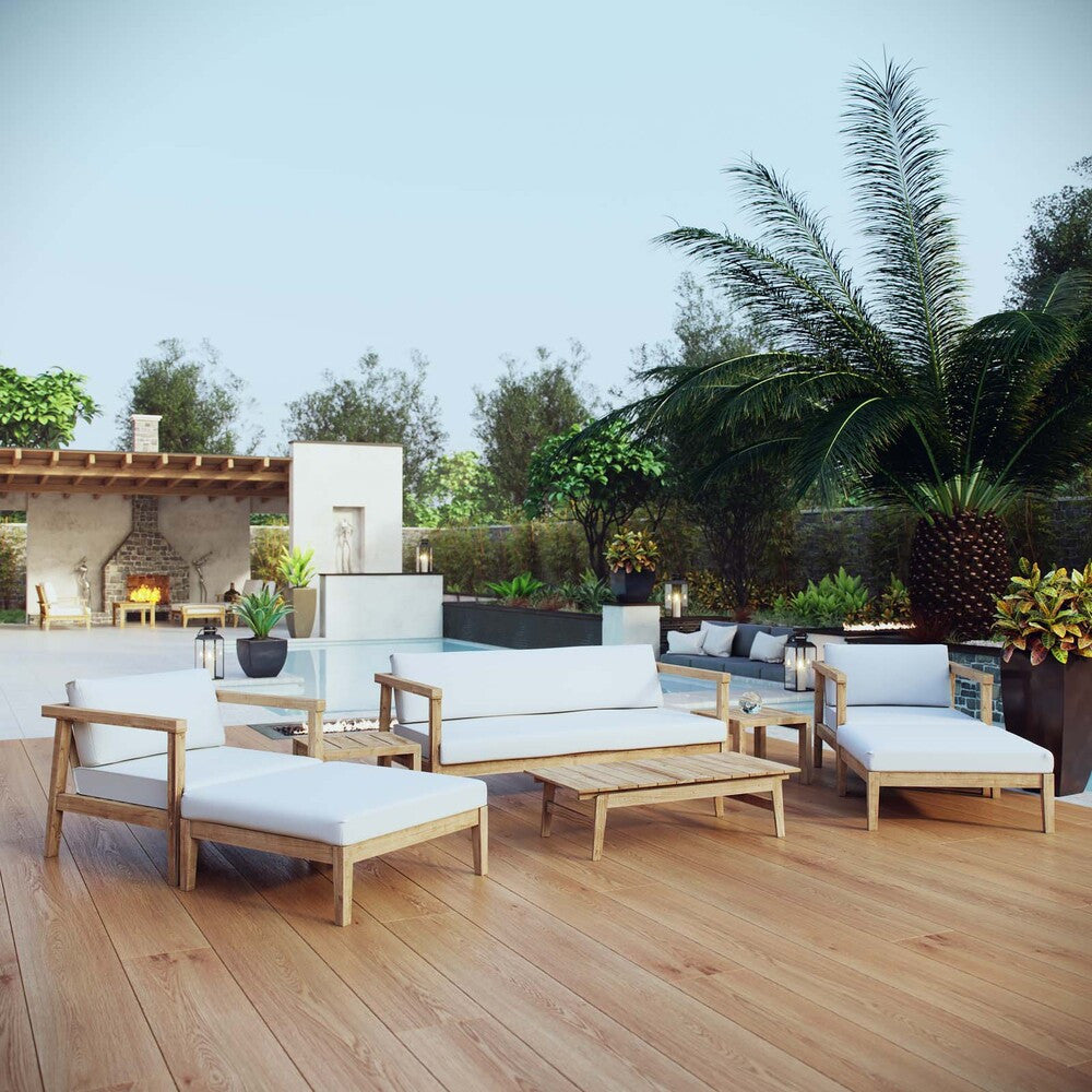 EEI-3110-NAT-WHI-SET Bayport 8 Piece Outdoor Patio Teak Set by Modway