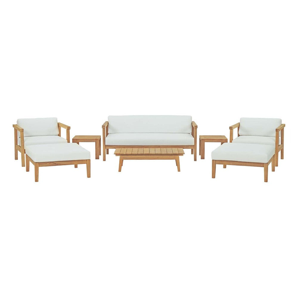 EEI-3110-NAT-WHI-SET Bayport 8 Piece Outdoor Patio Teak Set by Modway