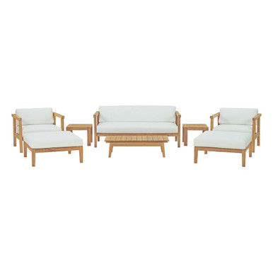 Modway EEI-3110-NAT-WHI-SET Bayport 8 Piece Outdoor Patio Teak Set Natural White