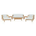 Modway EEI-3110-NAT-WHI-SET Bayport 8 Piece Outdoor Patio Teak Set Natural White