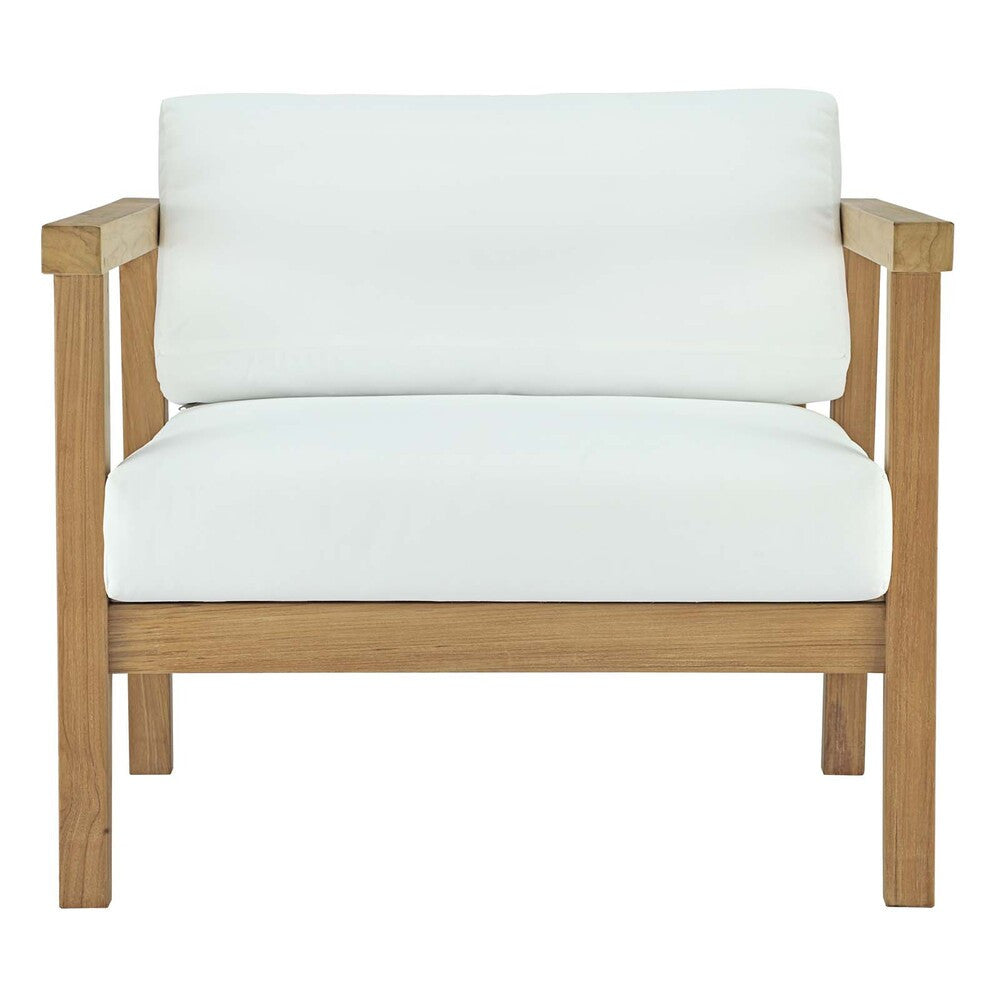 EEI-2695-NAT-WHI Bayport Outdoor Patio Teak Armchair by Modway