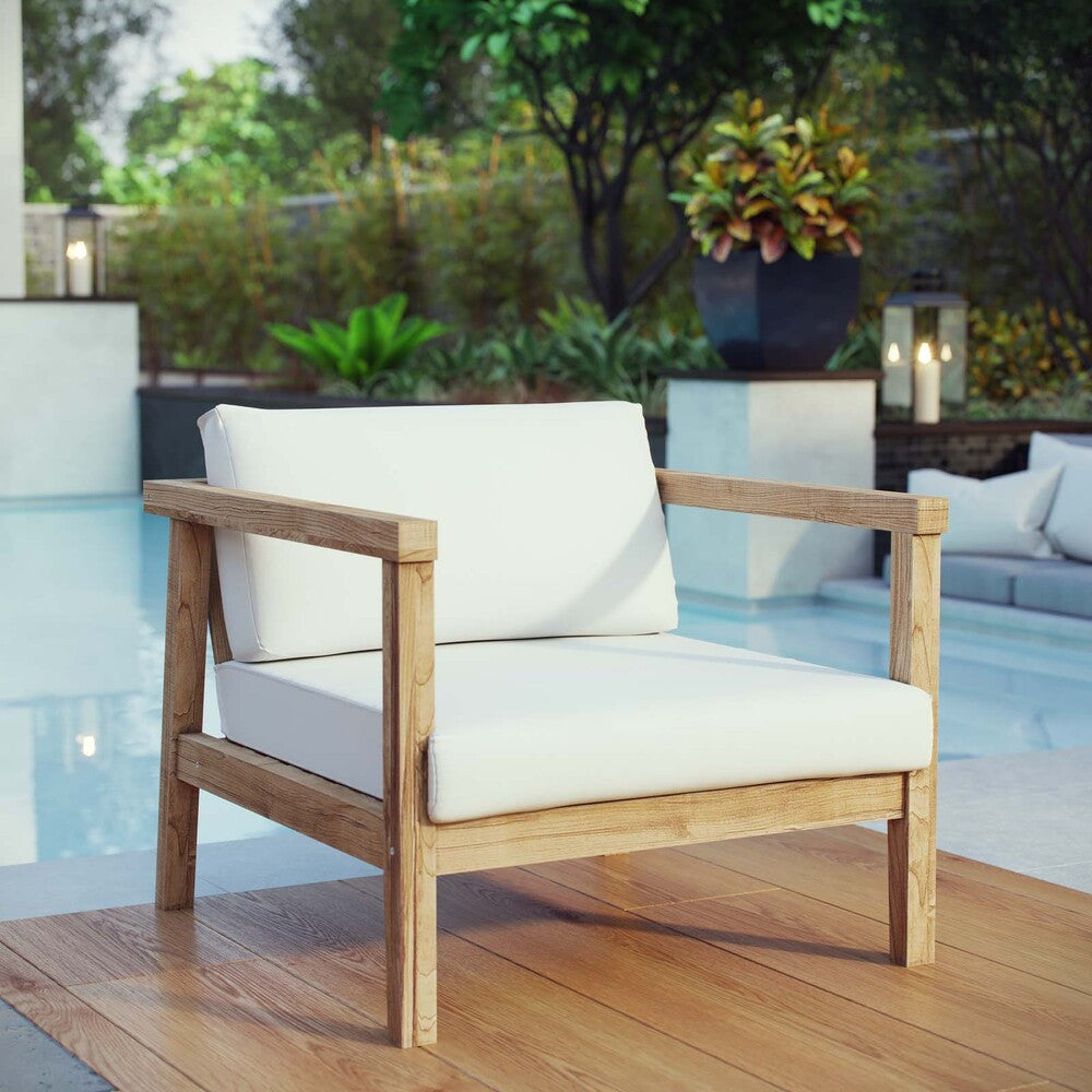 EEI-2695-NAT-WHI Bayport Outdoor Patio Teak Armchair by Modway