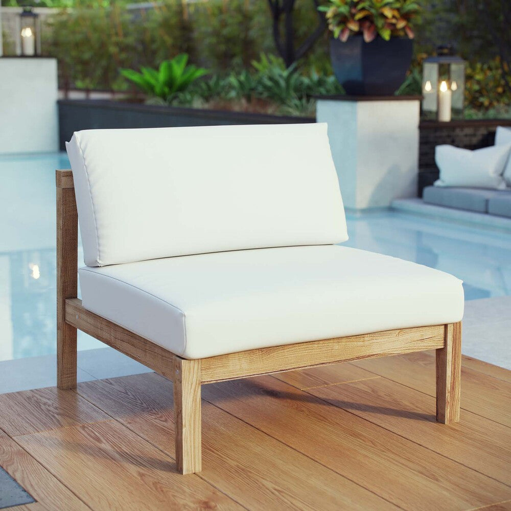 EEI-2697-NAT-WHI Bayport Outdoor Patio Teak Armless by Modway