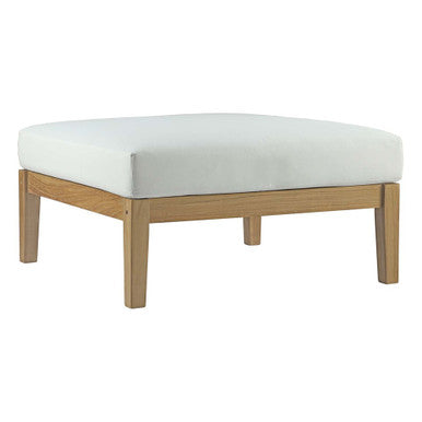 Modway EEI-2698-NAT-WHI Bayport Outdoor Patio Teak Ottoman Natural White