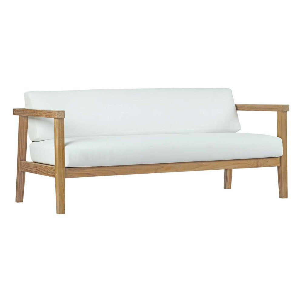 EEI-2696-NAT-WHI Bayport Outdoor Patio Teak Sofa by Modway