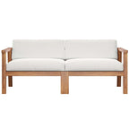 EEI-4259-NAT-WHI-SET Bayport Outdoor Patio Teak Wood 2-Seater Loveseat by Modway