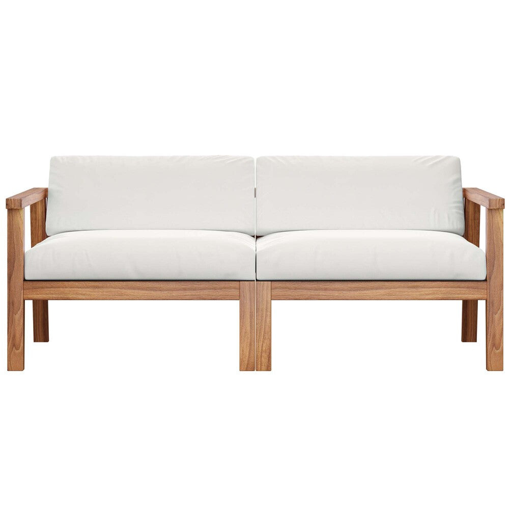 EEI-4259-NAT-WHI-SET Bayport Outdoor Patio Teak Wood 2-Seater Loveseat by Modway