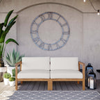 EEI-4259-NAT-WHI-SET Bayport Outdoor Patio Teak Wood 2-Seater Loveseat by Modway