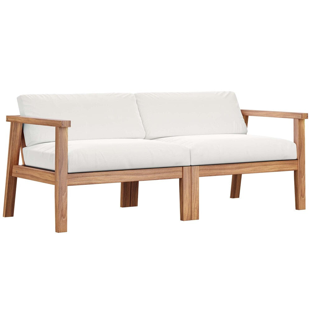 EEI-4259-NAT-WHI-SET Bayport Outdoor Patio Teak Wood 2-Seater Loveseat by Modway