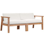 Modway EEI-4259-NAT-WHI-SET Bayport Outdoor Patio Teak Wood 2-Seater Loveseat Natural White