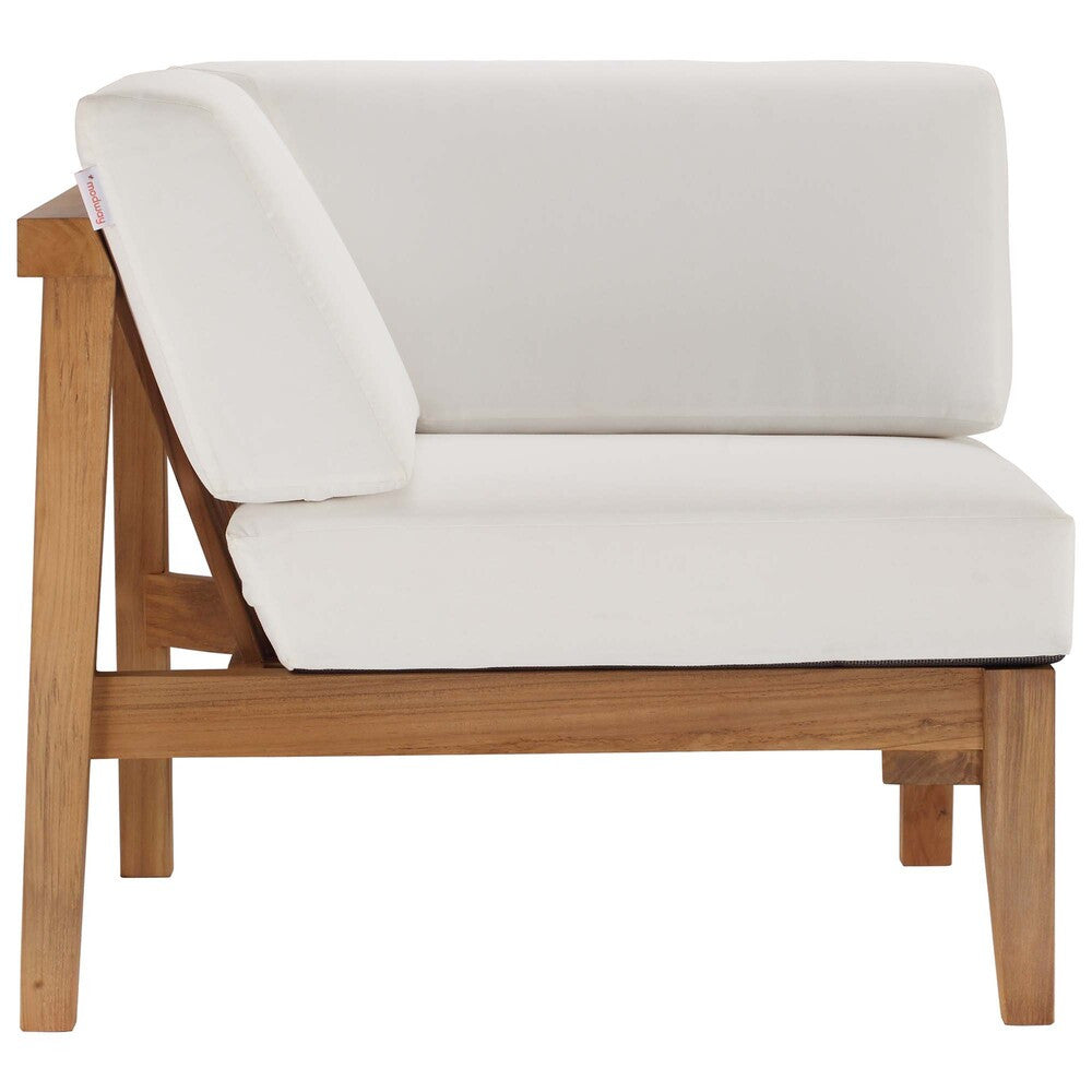 EEI-4127-NAT-WHI Bayport Outdoor Patio Teak Wood Corner Chair by Modway