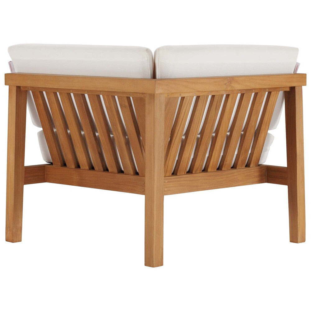 EEI-4127-NAT-WHI Bayport Outdoor Patio Teak Wood Corner Chair by Modway