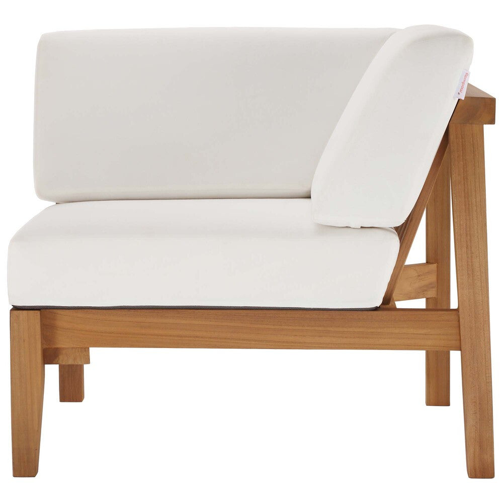EEI-4127-NAT-WHI Bayport Outdoor Patio Teak Wood Corner Chair by Modway