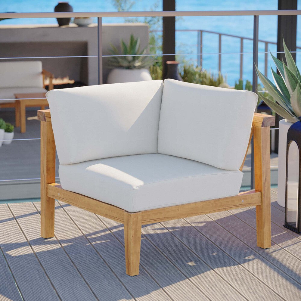EEI-4127-NAT-WHI Bayport Outdoor Patio Teak Wood Corner Chair by Modway