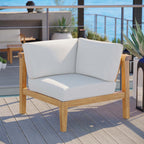 EEI-4127-NAT-WHI Bayport Outdoor Patio Teak Wood Corner Chair by Modway