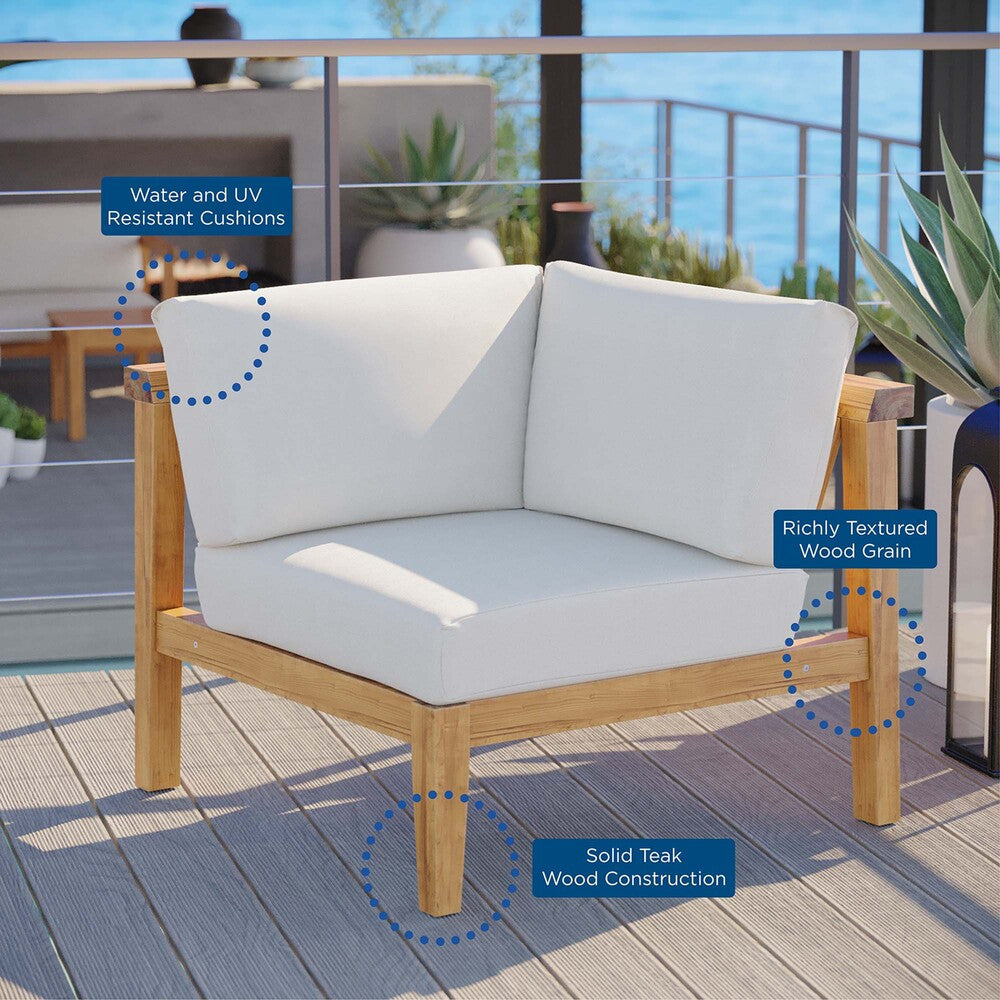 EEI-4127-NAT-WHI Bayport Outdoor Patio Teak Wood Corner Chair by Modway