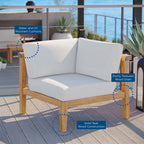 EEI-4127-NAT-WHI Bayport Outdoor Patio Teak Wood Corner Chair by Modway