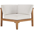 Modway EEI-4127-NAT-WHI Bayport Outdoor Patio Teak Wood Corner Chair Natural White