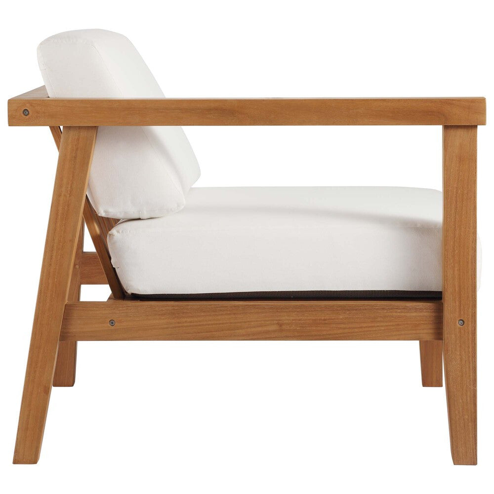 EEI-4128-NAT-WHI Bayport Outdoor Patio Teak Wood Left-Arm Chair by Modway