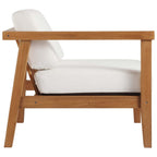 EEI-4128-NAT-WHI Bayport Outdoor Patio Teak Wood Left-Arm Chair by Modway