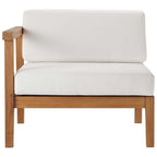 EEI-4128-NAT-WHI Bayport Outdoor Patio Teak Wood Left-Arm Chair by Modway