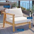 EEI-4128-NAT-WHI Bayport Outdoor Patio Teak Wood Left-Arm Chair by Modway