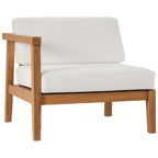 EEI-4128-NAT-WHI Bayport Outdoor Patio Teak Wood Left-Arm Chair by Modway