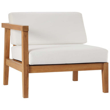 Modway EEI-4128-NAT-WHI Bayport Outdoor Patio Teak Wood Left-Arm Chair Natural White