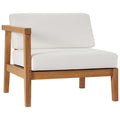 Modway EEI-4128-NAT-WHI Bayport Outdoor Patio Teak Wood Left-Arm Chair Natural White