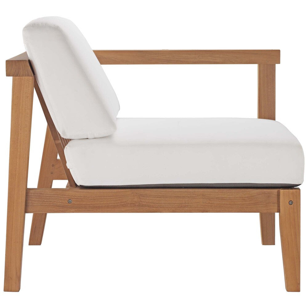 EEI-4129-NAT-WHI Bayport Outdoor Patio Teak Wood Right-Arm Chair by Modway