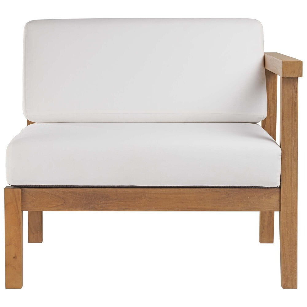 EEI-4129-NAT-WHI Bayport Outdoor Patio Teak Wood Right-Arm Chair by Modway