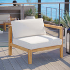 EEI-4129-NAT-WHI Bayport Outdoor Patio Teak Wood Right-Arm Chair by Modway