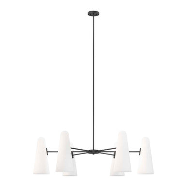Modway EEI-5648-OPA-BLK Beacon 6-Light Chandelier Opal Black