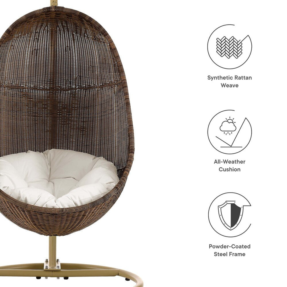 EEI-2277-YLW-WHI-SET Bean Outdoor Patio Wood Swing Chair With Stand by Modway