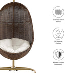 EEI-2277-YLW-WHI-SET Bean Outdoor Patio Wood Swing Chair With Stand by Modway