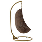 EEI-2277-YLW-WHI-SET Bean Outdoor Patio Wood Swing Chair With Stand by Modway