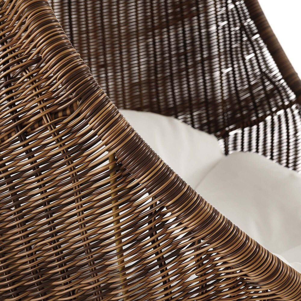 EEI-2277-YLW-WHI-SET Bean Outdoor Patio Wood Swing Chair With Stand by Modway