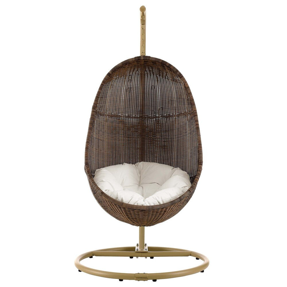 EEI-2277-YLW-WHI-SET Bean Outdoor Patio Wood Swing Chair With Stand by Modway