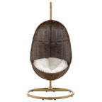 EEI-2277-YLW-WHI-SET Bean Outdoor Patio Wood Swing Chair With Stand by Modway