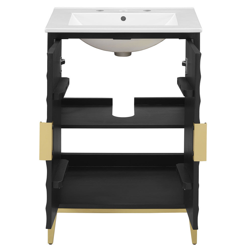 Modway Beau 24" Wood Bathroom Vanity with Basin by Modway-EEI-7159-WHI-BLK
