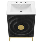 Modway Beau 24" Wood Bathroom Vanity with Basin by Modway-EEI-7159-WHI-BLK