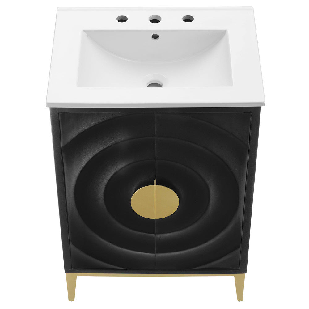 Modway Beau 24" Wood Bathroom Vanity with Basin by Modway-EEI-7159-WHI-BLK