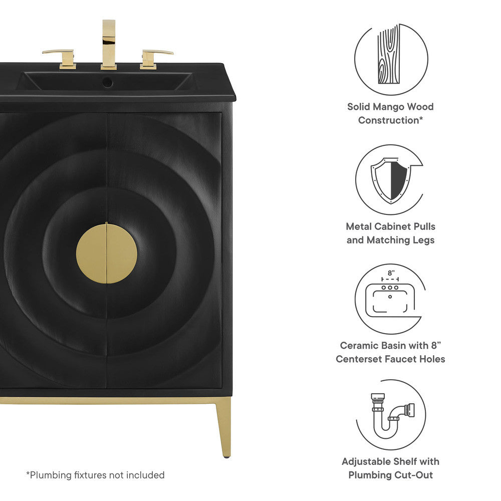 Modway Beau 24" Wood Bathroom Vanity with Basin by Modway-EEI-7160-BLK-BLK