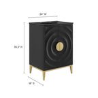 Modway Beau 24" Wood Bathroom Vanity with Basin by Modway-EEI-7160-BLK-BLK