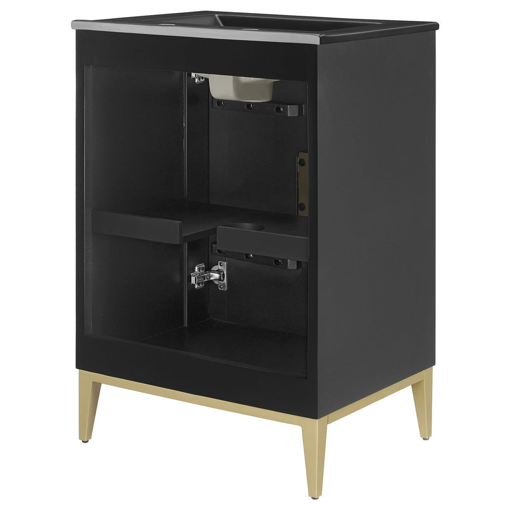 Modway Beau 24" Wood Bathroom Vanity with Basin by Modway-EEI-7160-BLK-BLK
