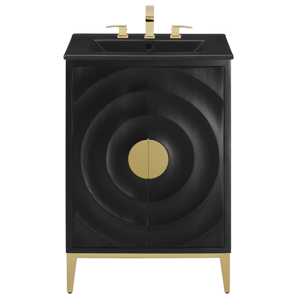 Modway Beau 24" Wood Bathroom Vanity with Basin by Modway-EEI-7160-BLK-BLK