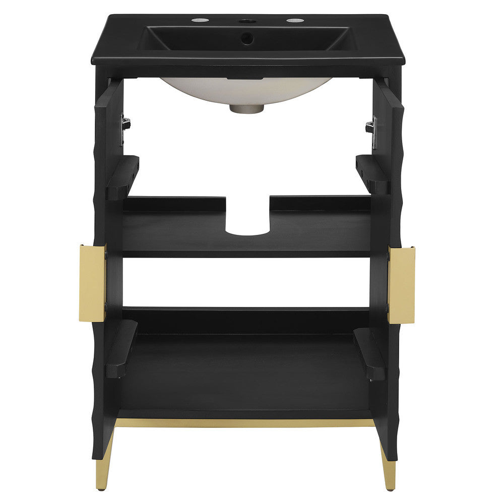 Modway Beau 24" Wood Bathroom Vanity with Basin by Modway-EEI-7160-BLK-BLK